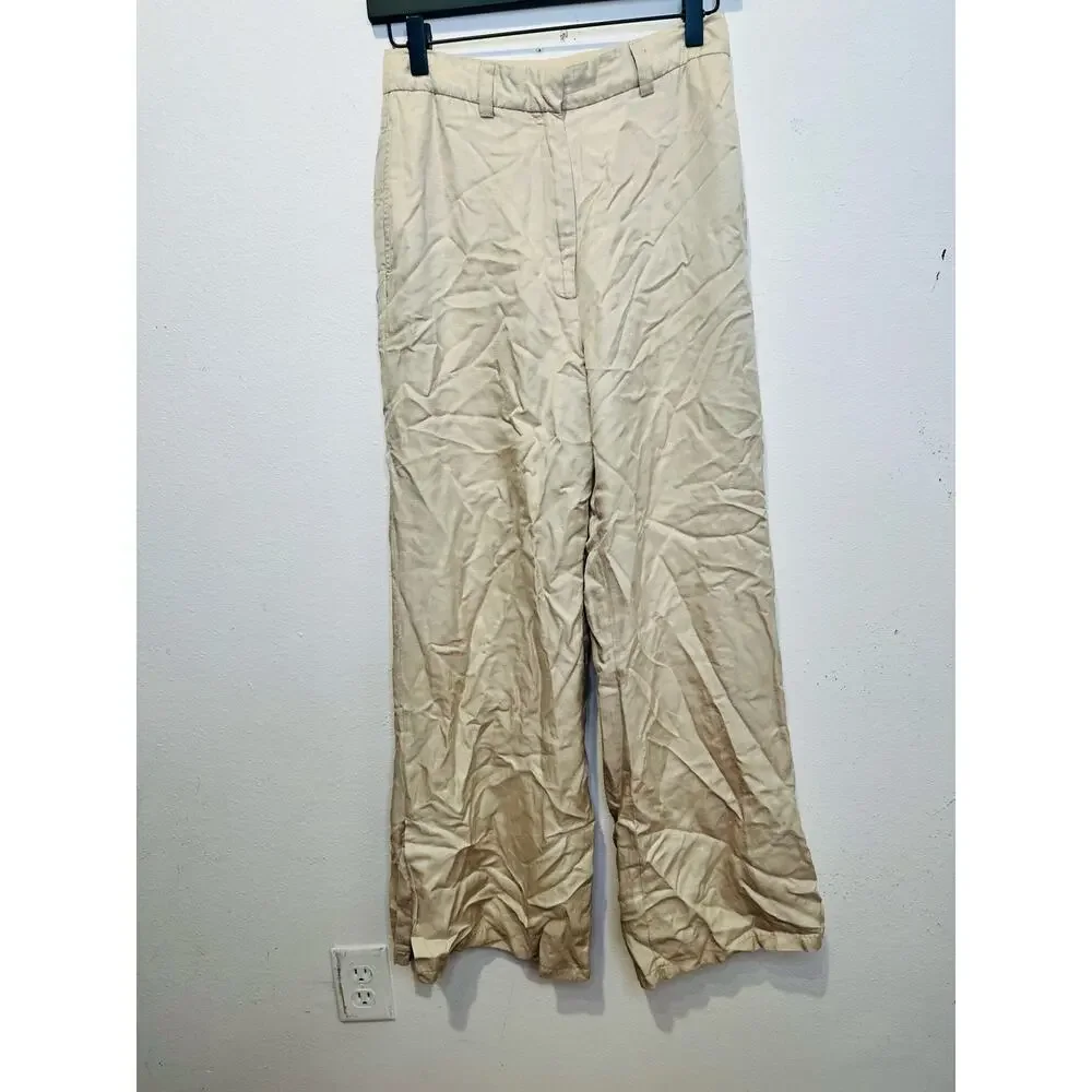 Anine Bing Women's Off-White Wide-Leg Front Zipper Lyra Trousers Pants Size 34
